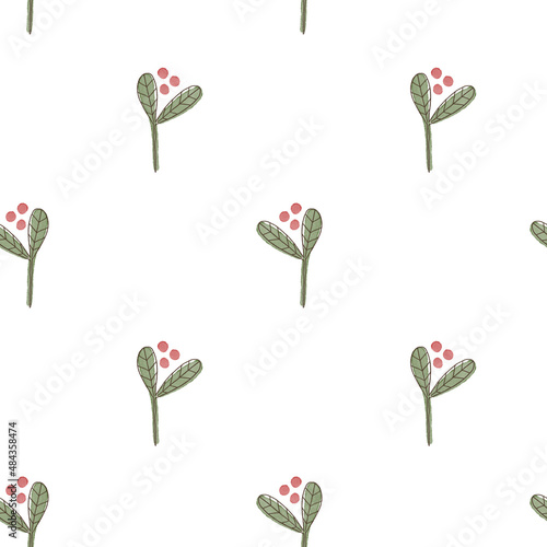 Watercolor seamless pattern with stone berries