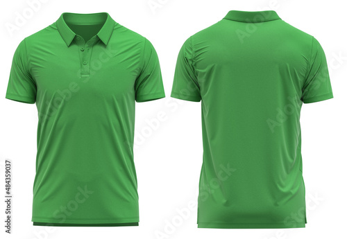Polo collar polo shirt Short Sleeve 3D rendered Green Color Self-fabric / Button Down Collar 