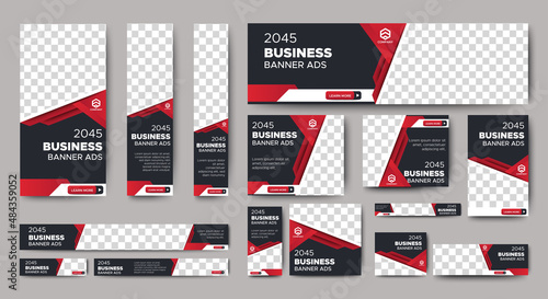 Abstract banner design web template Set, Horizontal header web banner. Modern Gradient red and black cover header background for website design, Social Media Cover ads banner, flyer, invitation card