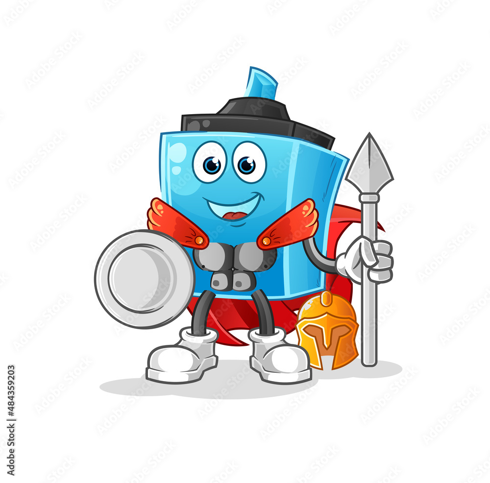 marker pen spartan character. cartoon mascot vector