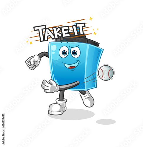 marker pen throwing baseball vector. cartoon character