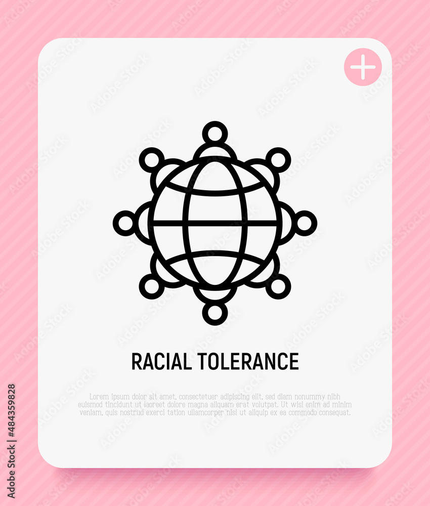 Racial tolerance thin line icon: people around globe. Modern vector illustration of globalization. Racial tolerance thin line icon: people around globe. Modern vector illustration of globalization.