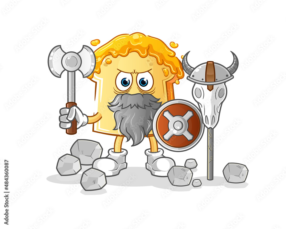 bread with honey viking with an ax illustration. character vector bread with honey viking with an ax illustration. character vector