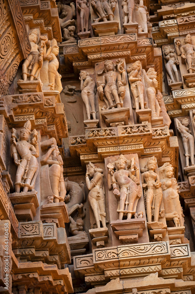 LAKSHMANA TEMPLE: Lord Krishna sculpture.Western Group, Khajuraho, Madhya Pradesh, India