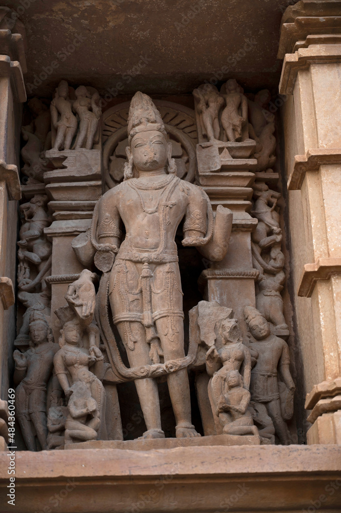 LAKSHMANA TEMPLE: Chaturbhuj Sculpture.Western Group, Khajuraho, Madhya Pradesh, India
