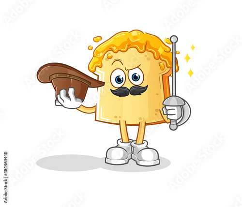 bread with honey fencer character. cartoon mascot vector