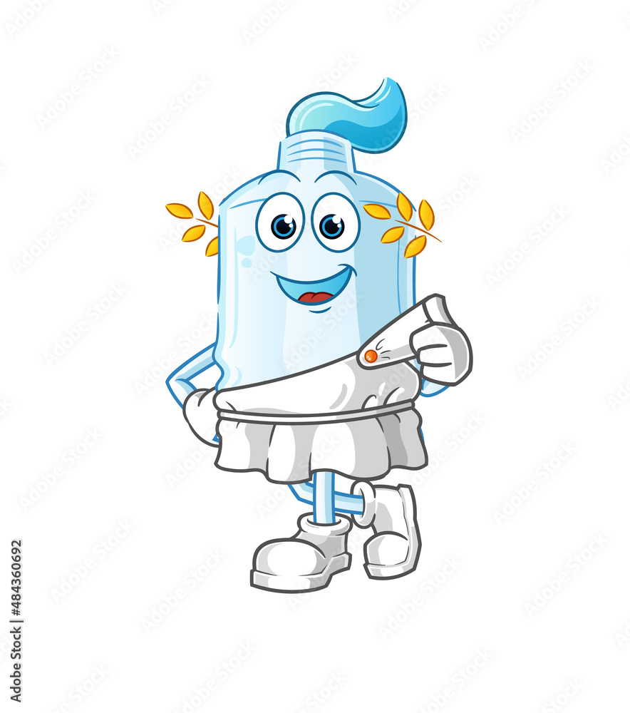 toothpaste with greek clothing. cartoon mascot vector