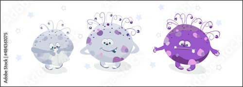 monsters, cartoon, viruses, bacteria, runny nose, chickenpox, disease, cartoon, character, horror, coronovirus, character
