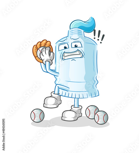 toothpaste baseball pitcher cartoon. cartoon mascot vector