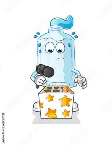 toothpaste play whack a mole mascot. cartoon vector