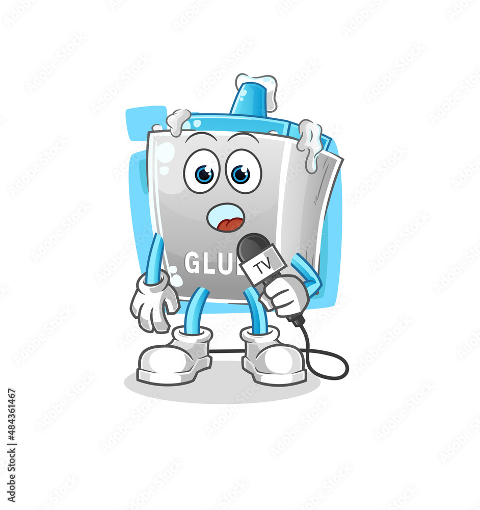 glue tv reporter cartoon. cartoon mascot vector glue tv reporter cartoon. cartoon mascot vector