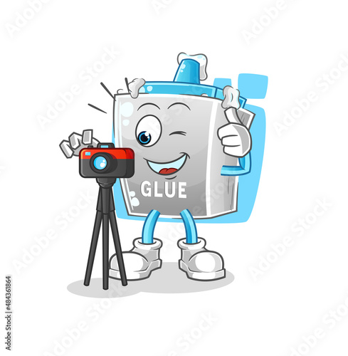 glue photographer character. cartoon mascot vector
