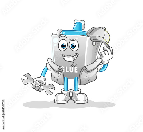 glue mechanic cartoon. cartoon mascot vector