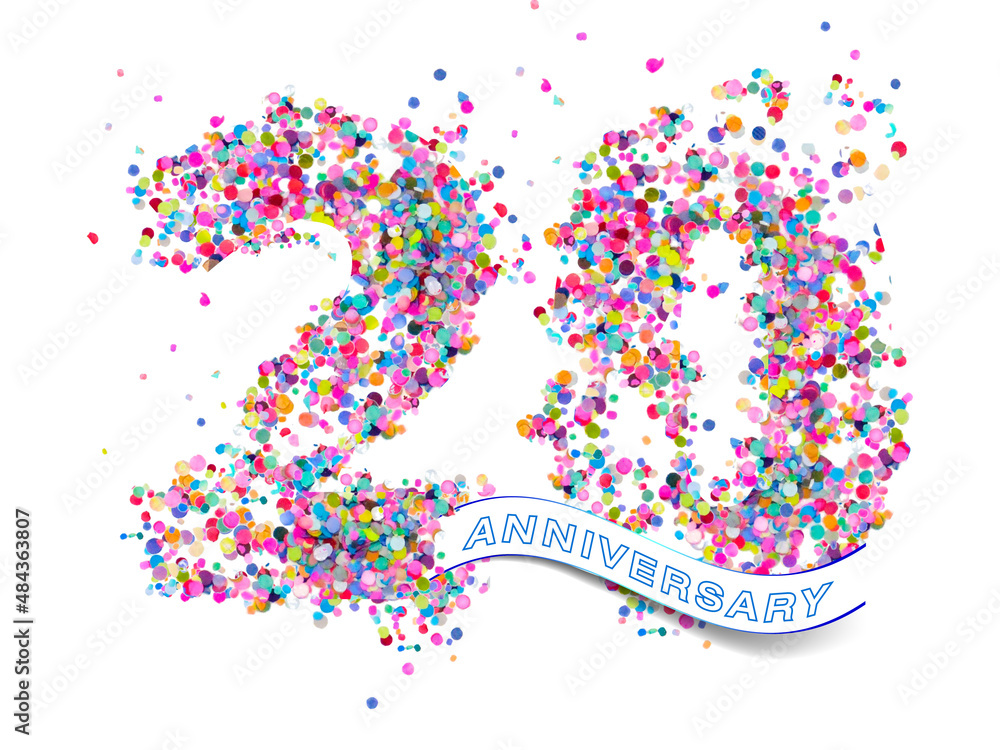 20 colorful confetti number anniversary 