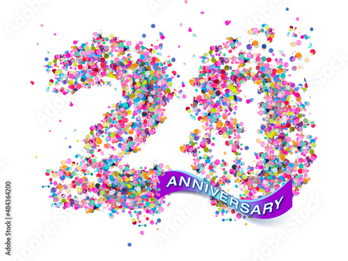 20 rainbow confetti number anniversary 