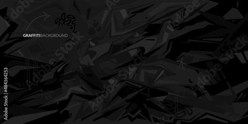 Dark Black Abstract Flat Urban Street Art Graffiti Style Vector Illustration Template Background