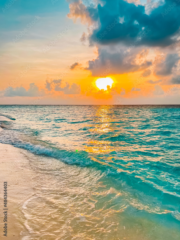 Sunrise in Maldives on the beach