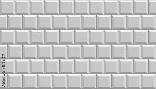 Subway tile background. Grey brick wall pattern for kitchen and bathroom. Vector illustration.