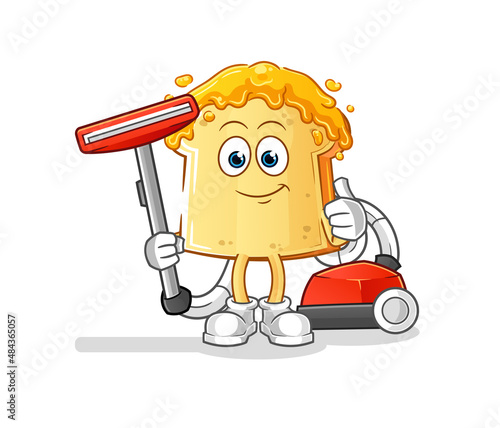 bread with honey clean with a vacuum . character vector
