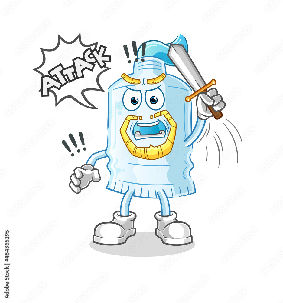 toothpaste knights attack with sword. cartoon mascot vector