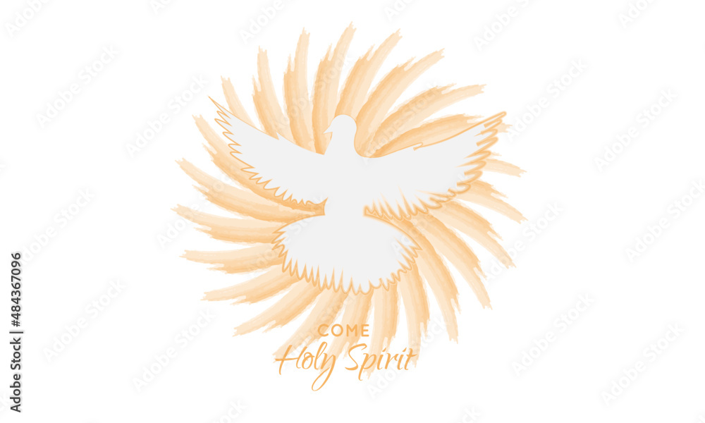 Pentecost Sunday, Come Holy Spirit, typography for print or use as poster, card, flyer or T shirt