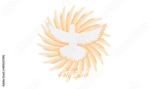 Pentecost Sunday, Come Holy Spirit, typography for print or use as poster, card, flyer or T shirt