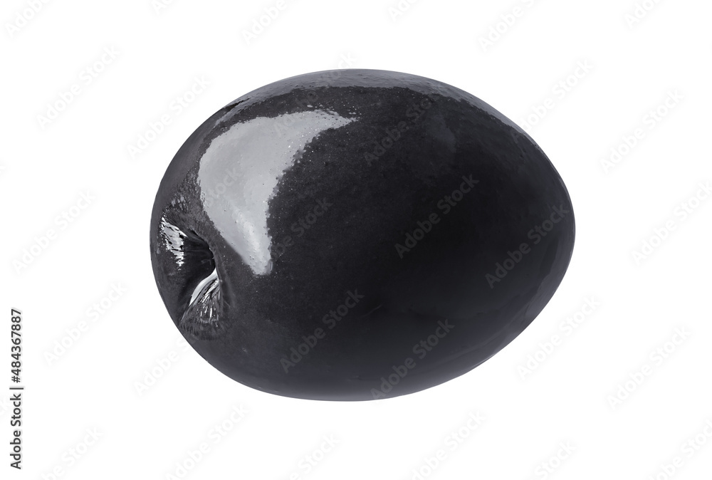 Single black olive isolated on white background Single black olive isolated on white background