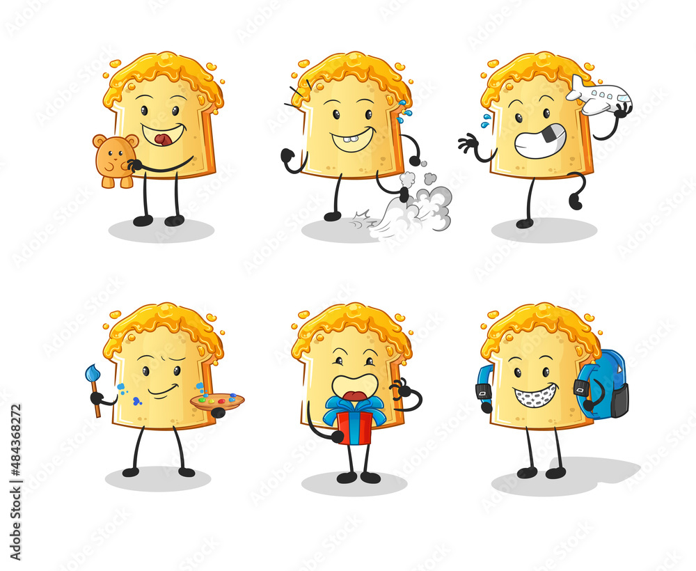 bread with honey children group character. cartoon mascot vector bread with honey children group character. cartoon mascot vector