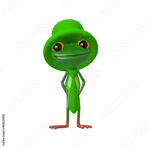 3D Illustration Frog in a Green Hat