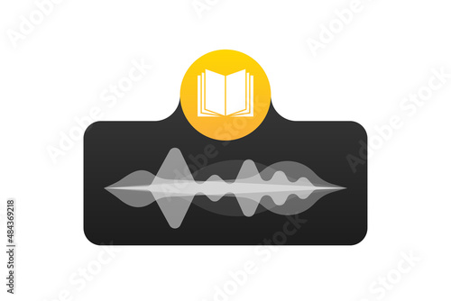 Audio book in flat style on white background. Vector isometric design