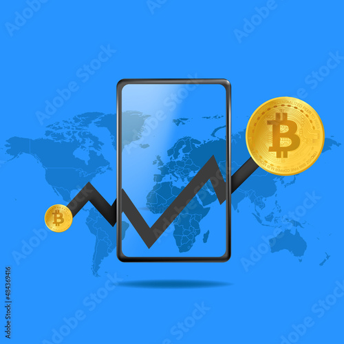 Bitcoin currency. Blockchain technology, bitcoin currencies, cryptocurrency, finance, digital currency mining, cryptocoin wallet