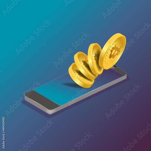 Bitcoin currency. Blockchain technology, bitcoin currencies, cryptocurrency, finance, digital currency mining, cryptocoin wallet