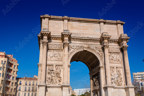 Triumphal arch, Porte d'Aix in the city of Marseille, France