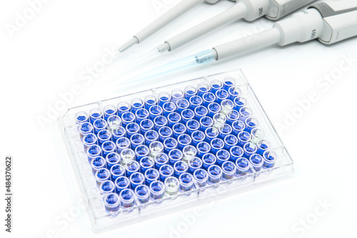 Single channel pipettes and 96 well micro plate including Enzyme-linked immunosorbent assay 