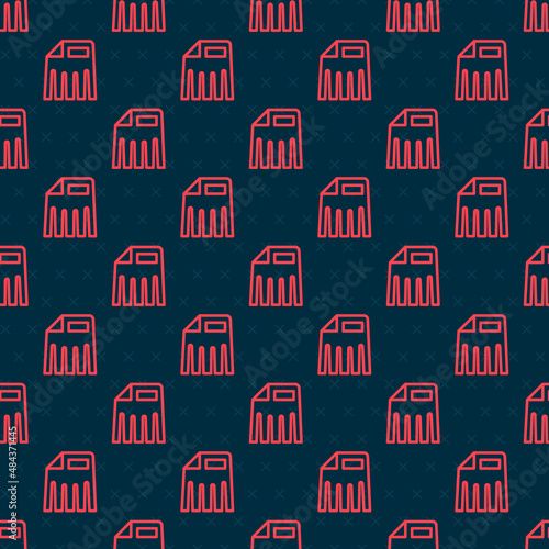 Red line Paper shredder confidential and private document office information protection icon isolated seamless pattern on black background. Vector