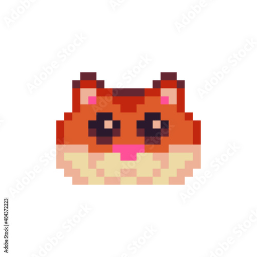 Cute hamster pixel art icon. Design for logo, sticker and mobile app. Isolated vector illustration. 
