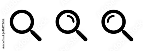 Search Icon. Magnifying Glass Vector Symbol for Search Button or Icon. Flat Style User Interface Icons.