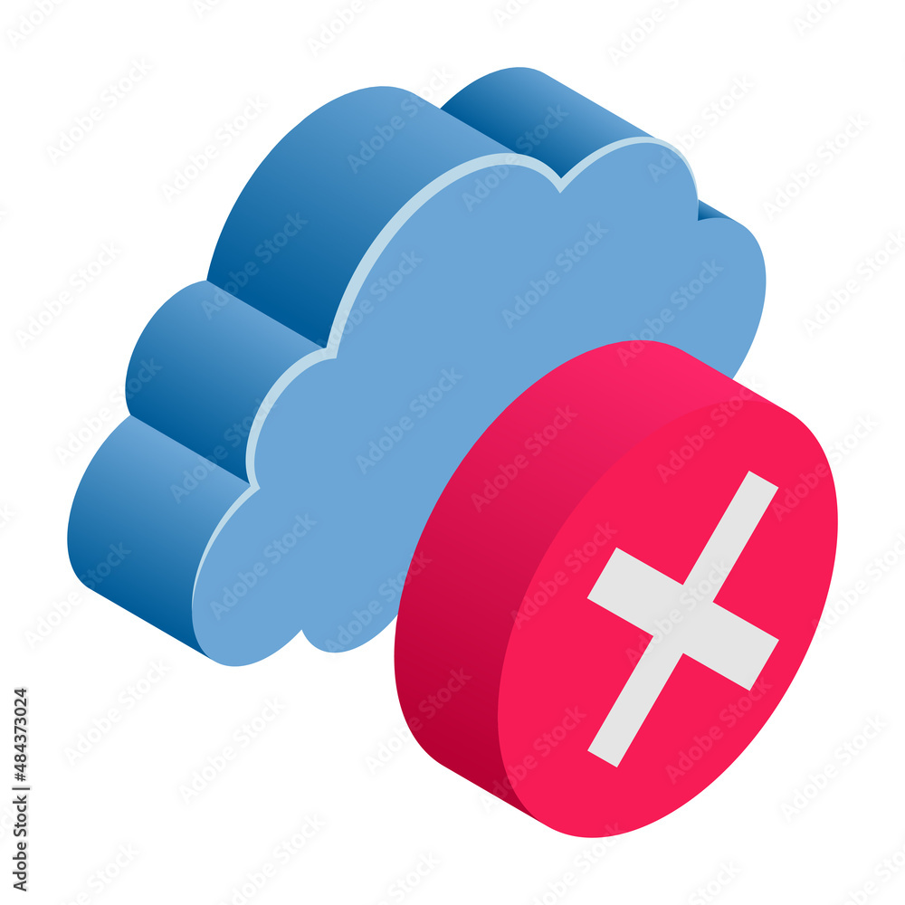 Delete Cloud - Isometric 3d illustration. Delete Cloud - Isometric 3d illustration.