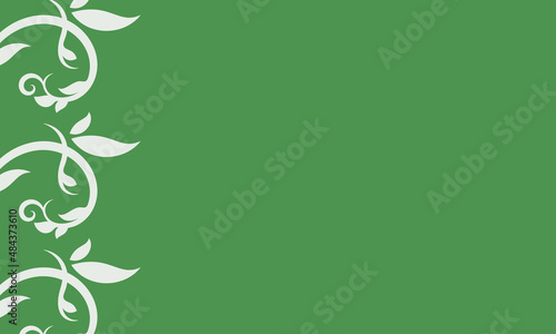 green background with leaf motif on the side