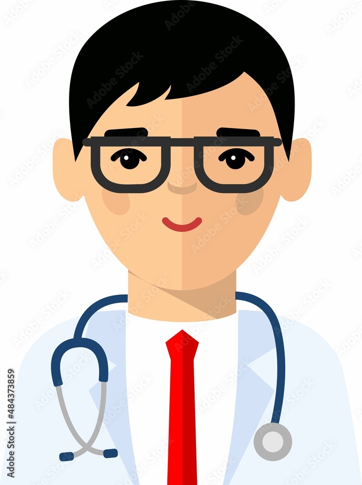 Vector Illustration Avatar Doctor in a Protective Mask with Stethoscope. Vector Illustration Avatar Doctor in a Protective Mask with Stethoscope.