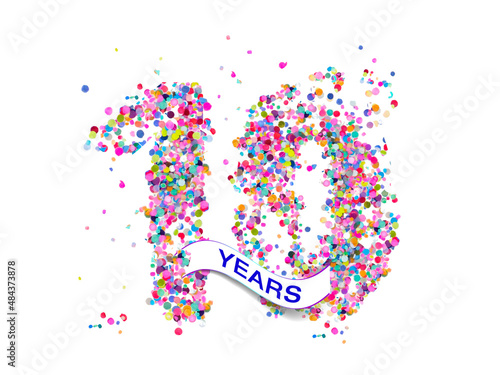 10 birthday text years colorful confetti