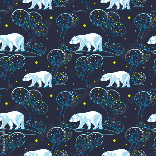 seamless pattern with polar bear vector illustration. Background with cute polar bear.