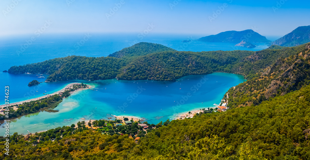Panoramic landscape of Oludeniz Beach. Fethiye/Mugla, Turkey. Summer and holiday concept.
