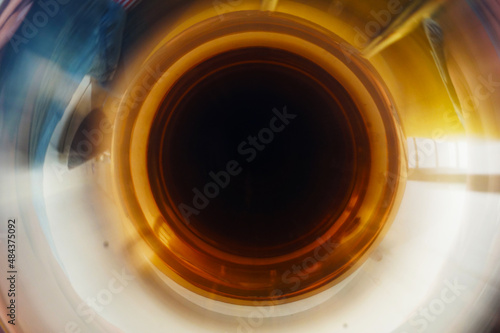 Trombone bell while zooming out blurred hole instrument brass