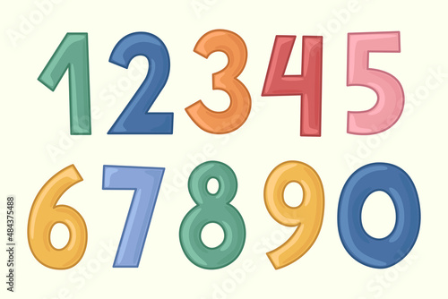 Cartoon vector set with different numbers on a light background