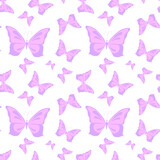 Pink butterfly drawings seamless repeating pattern texture background design for fashion graphics, textile prints, fabrics