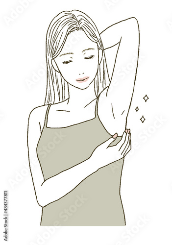 ビューティー　脱毛する女性のイラストレーション