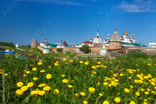 Fototapeta View of Solovetsky monastery in summer day. Russia