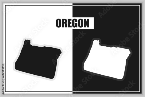 Flat style map of State of Origon, USA. Oregon outline. Vector illustration photo