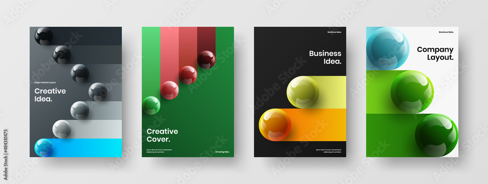 Simple banner A4 vector design layout composition. Isolated 3D balls placard template bundle.